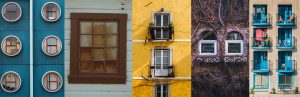a colorful collage of different window designs and styles