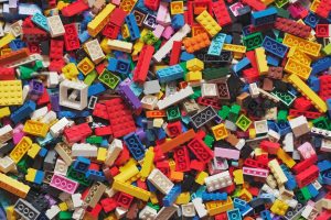 a jumble of colorful Lego® pieces